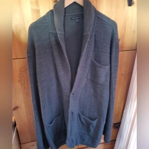 John Varvatos Grey Cotton Linen Blend Shawl Collar Cardigan Size XL